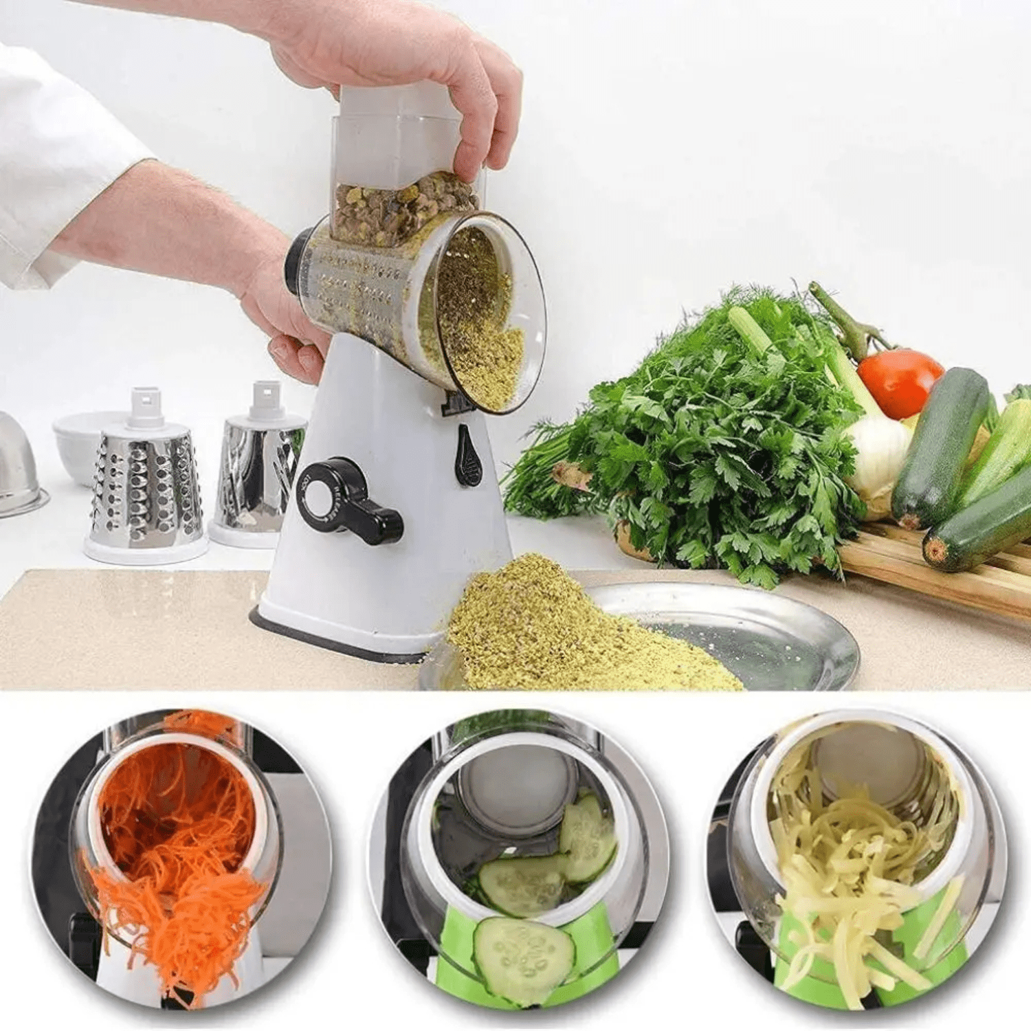 TABLE TOP DRUM GRATER VEGETABLE CUTTER